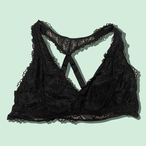 Savage X Fenty Lace Racerback Bralette in Black Caviar